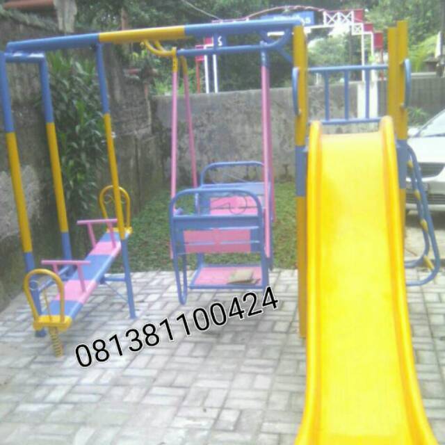 Playground anak mainan 3 set perosotan jungkitan ayunan free ongkir jkt dan bekasi