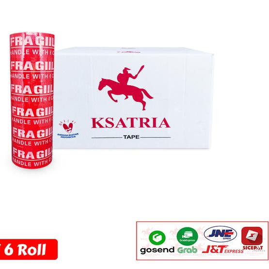 

➹ Lakban Fragile Merah KSATRIA Tape 80 Yard (1 Slop) ♣