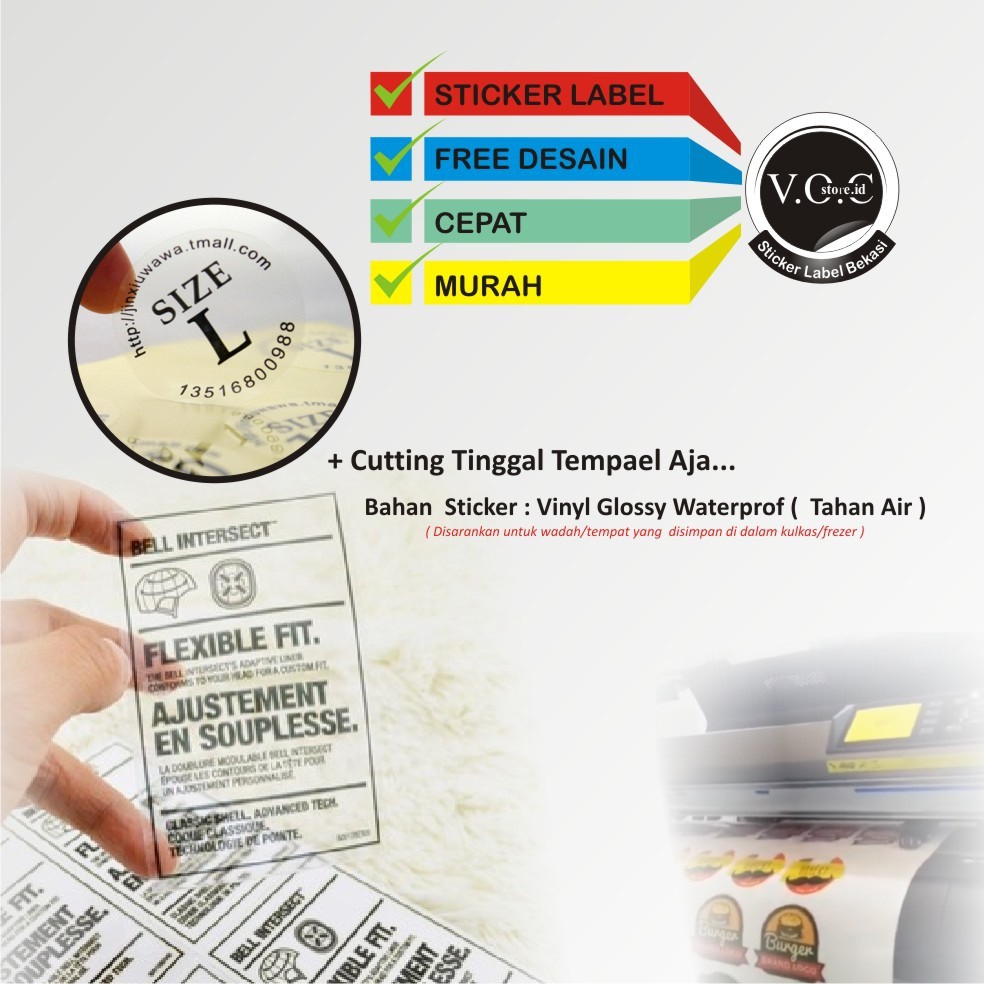 BACA SEBELUM PESAN - Cetak Sticker  TRANSPARAN glossy tahan air - stiker Label produk custom Murah FREE DESAIN