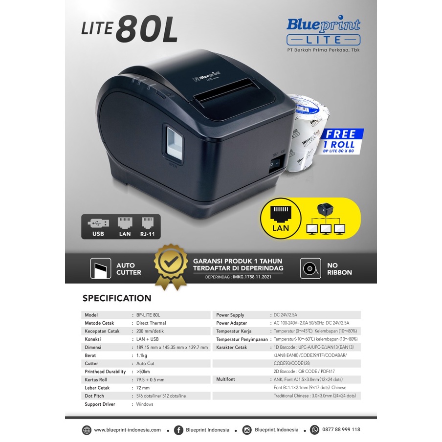 Jual Printer thermal blueprint bplite 80L Shopee Indonesia