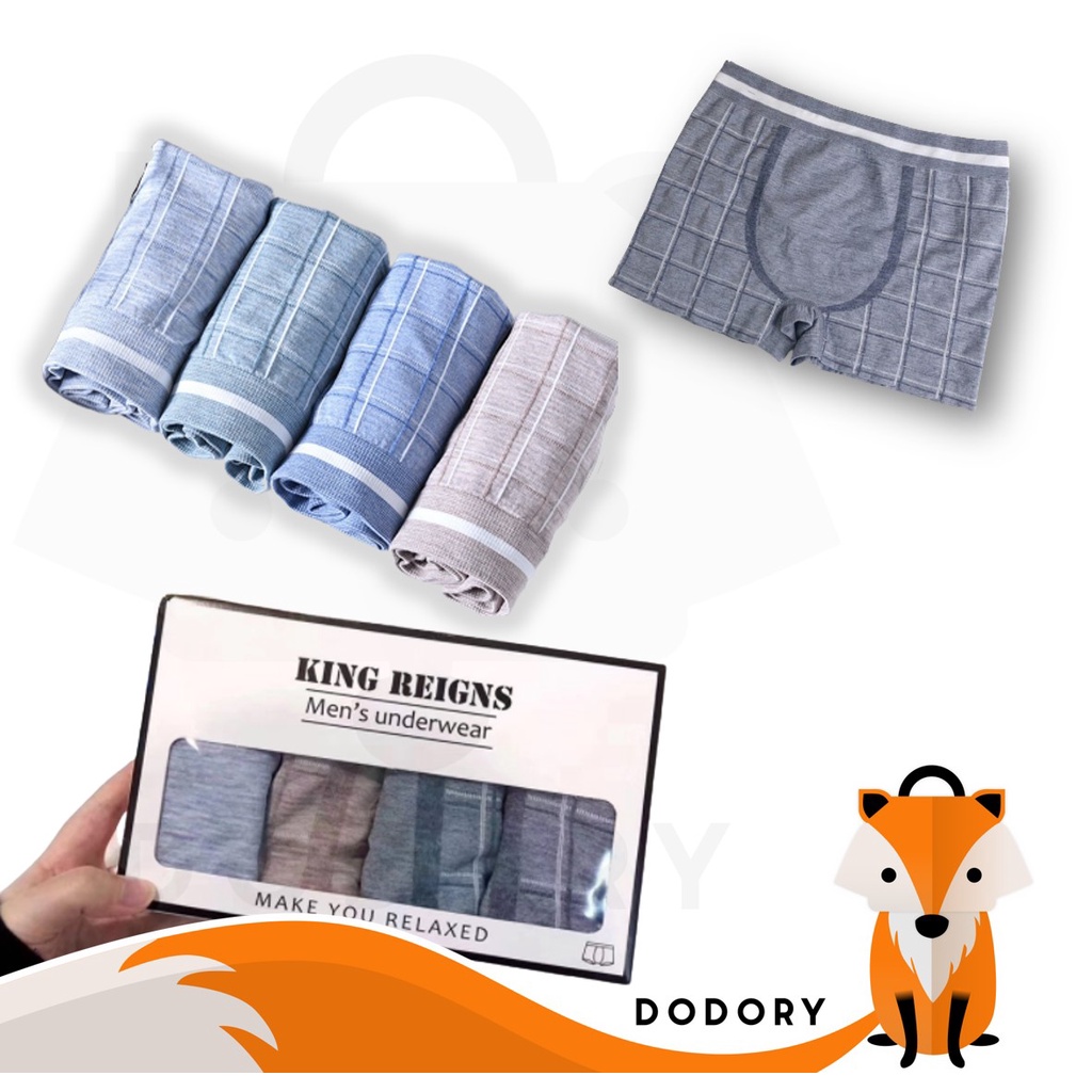 W242 Boxer Pria Celana Dalam Yang Nyaman Seamless Boxer High Quality CD Pria (Set Kotak 4pcs)