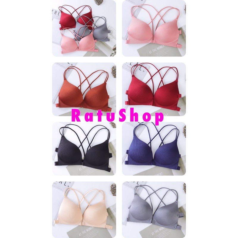 Bra wanita klip depan IMPORT Bra spons tanpa kawat