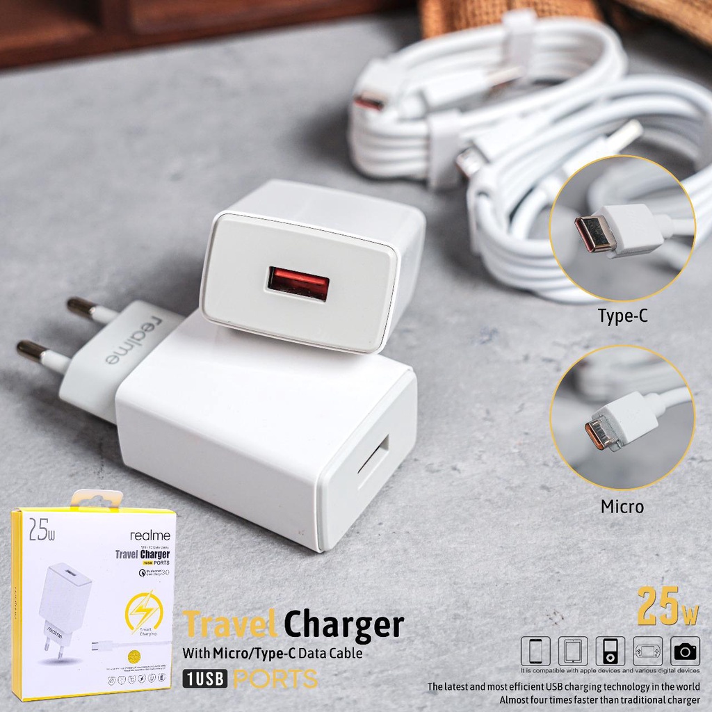 Tc Travel Charger REALME QUALCOM 3.0 FAST CHARGING 25W PACKING 25W ORIGINAL