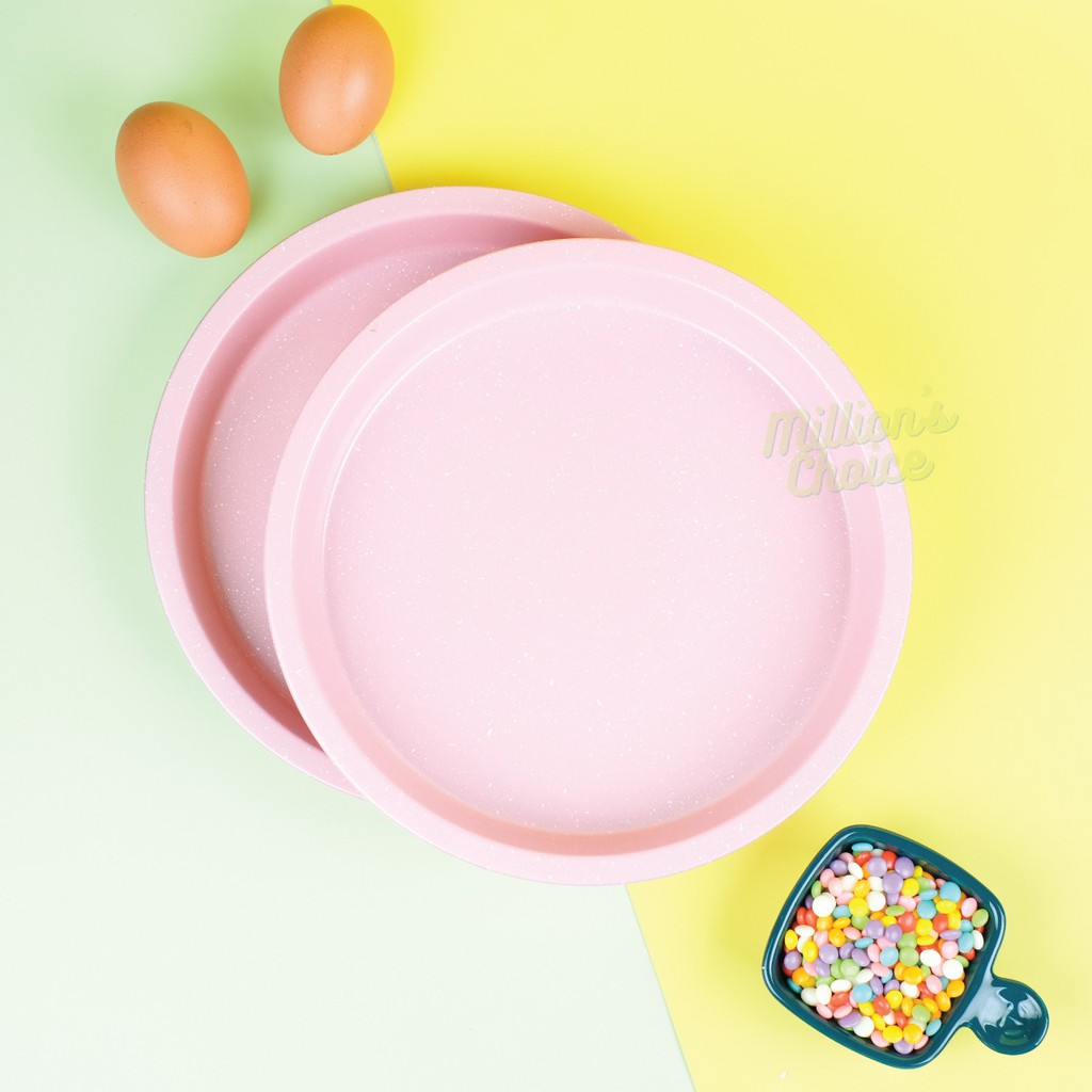 Loyang bulat / loyang bulat pendek / round baking pan / round pan / Loyang Pie 3 cm Pink