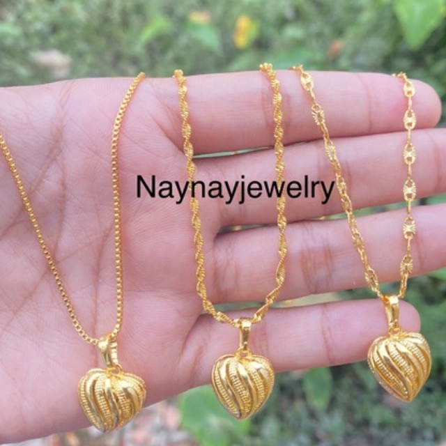 Kalung koin 91 warna 24k / Liontin love garis