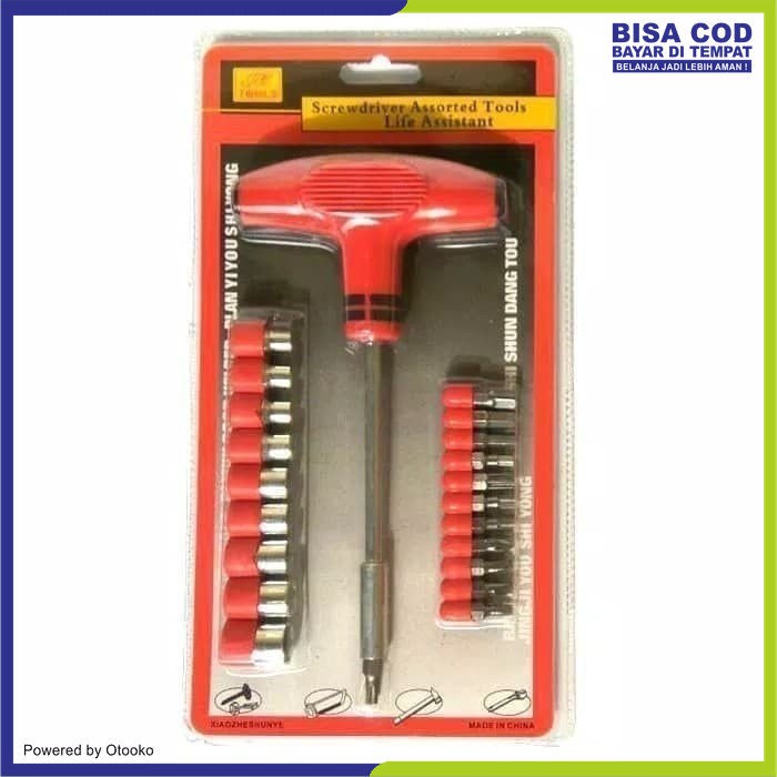 Obeng set Motor ketok sock palu kunci T 24 Pcs Screwdriver Multifungsi