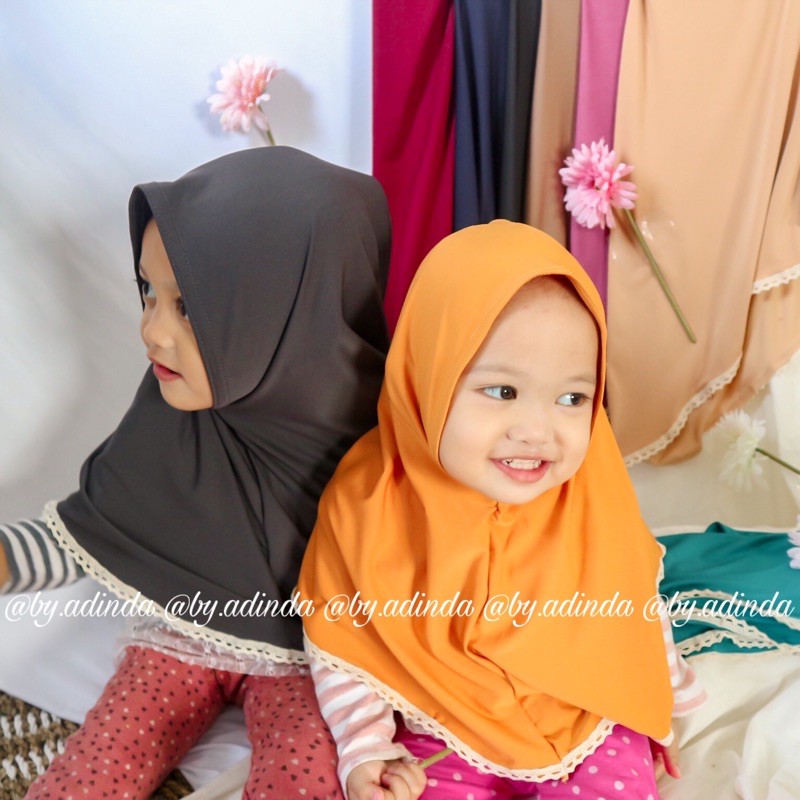 Bergo Anak Jersey Renda Clemira hijab jilbab balita instant syiria