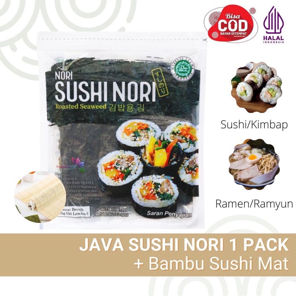Java Sushi Nori 1 pack 125gr - Java Nori Rumput Laut isi 50 Halal