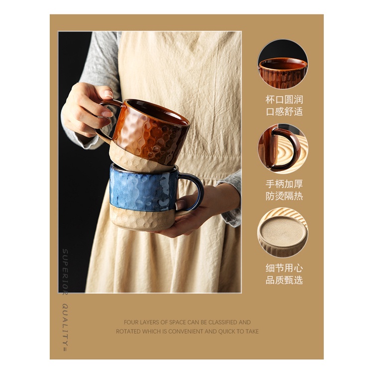 Cangkir Keramik Artisan 400ml Kopi Handmade Stoneware Style Mug Japan Gelas Air Teh Coffe Cup Gift Hadiah Hampers