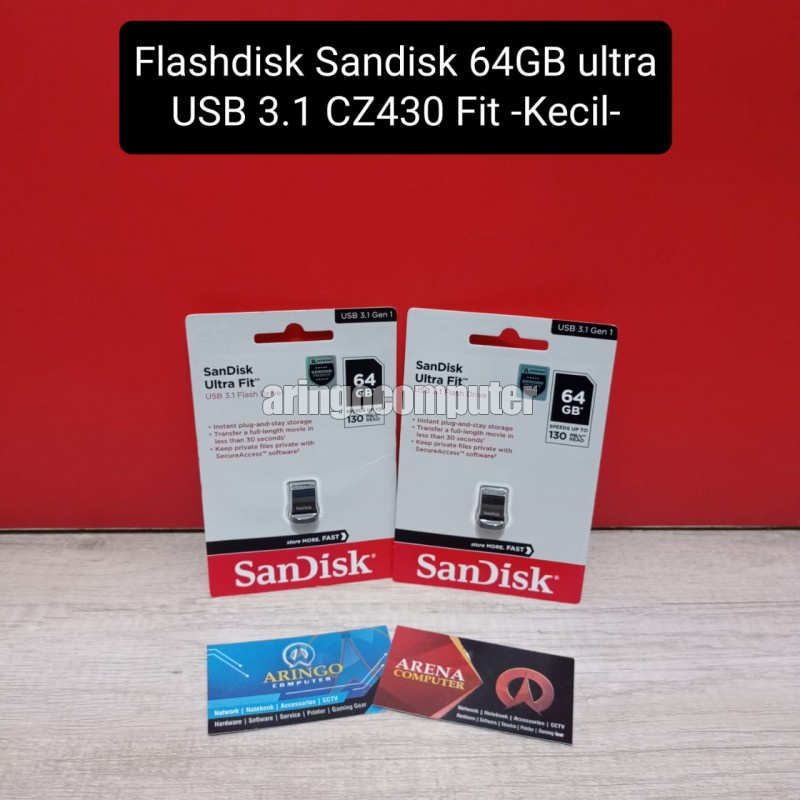 Flashdisk Sandisk 64GB ultra USB 3.1 CZ430 Fit -Kecil-