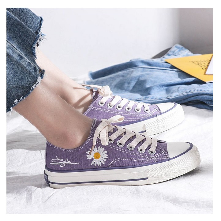 Ennwen SH06 Sepatu Kanvas Wanita Gaya Korea Flower Women Canvas Shoes