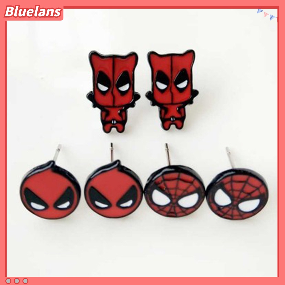 Anting Stud Enamel Desain Kartun Spiderman Deadpool Captain America