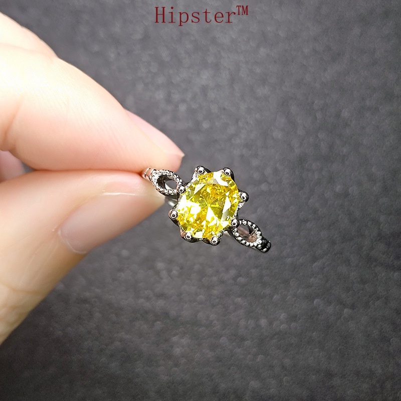 Simple Hot Fashion Trend Oval Citrine Adjustable Ring