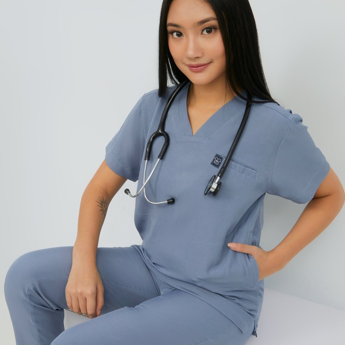 Baju Jaga V NECK SS - AIRY BLUE Scrubs Theatre Blues Empirical Lengan Pendek Celana Slim Fit