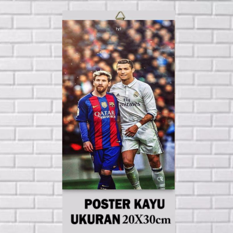 Jual Poster Kayu Pemain Bola Poster Leonel Messi Poster Cristian