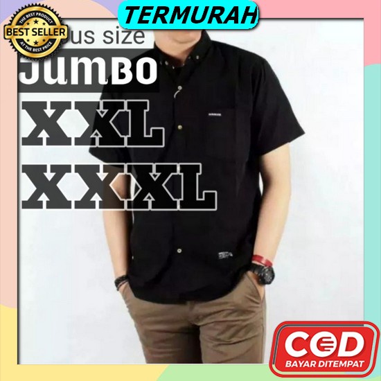 Baju Kemeja Pria Kasual Hem Baju Pria/ Kemeja Hitam Polos Hitam Putih  Kemeja Pria Lengan Pendek Kas