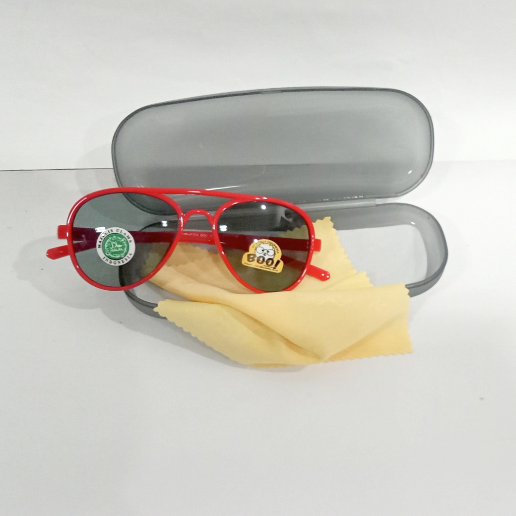 kacamata anak hitam bening laki perempuan aviator plastk BL murah sunglass fashion TK SD unik keren-merah hitam + box