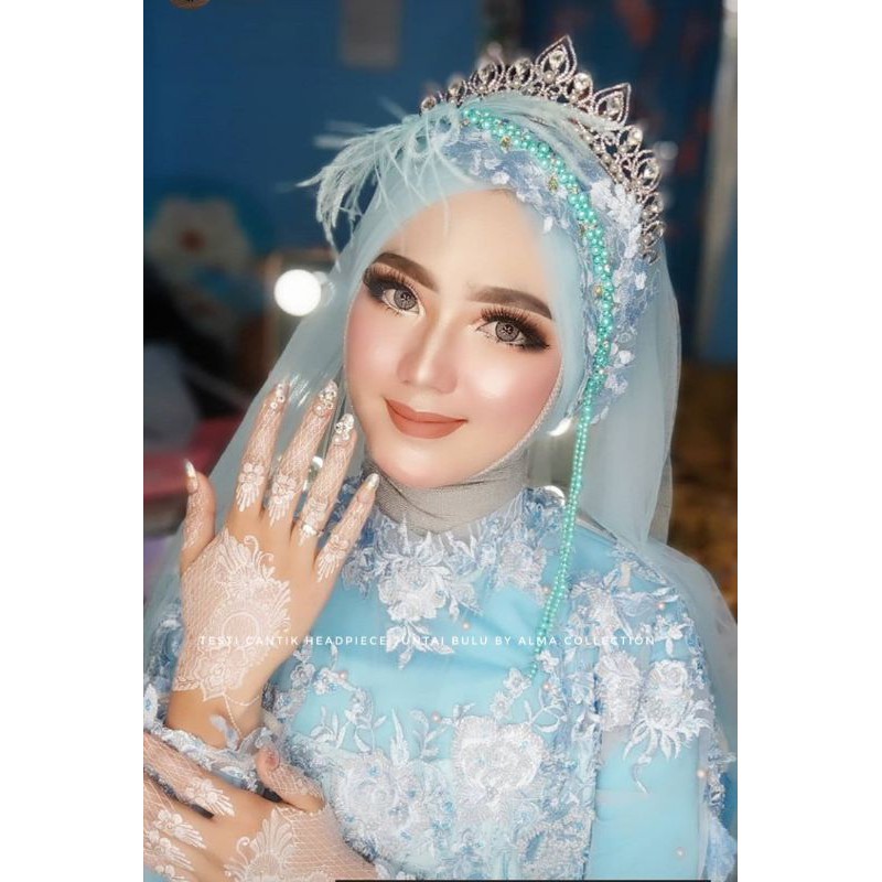 (COD) Headpiece juntai bulu hiasan hijab pengantin