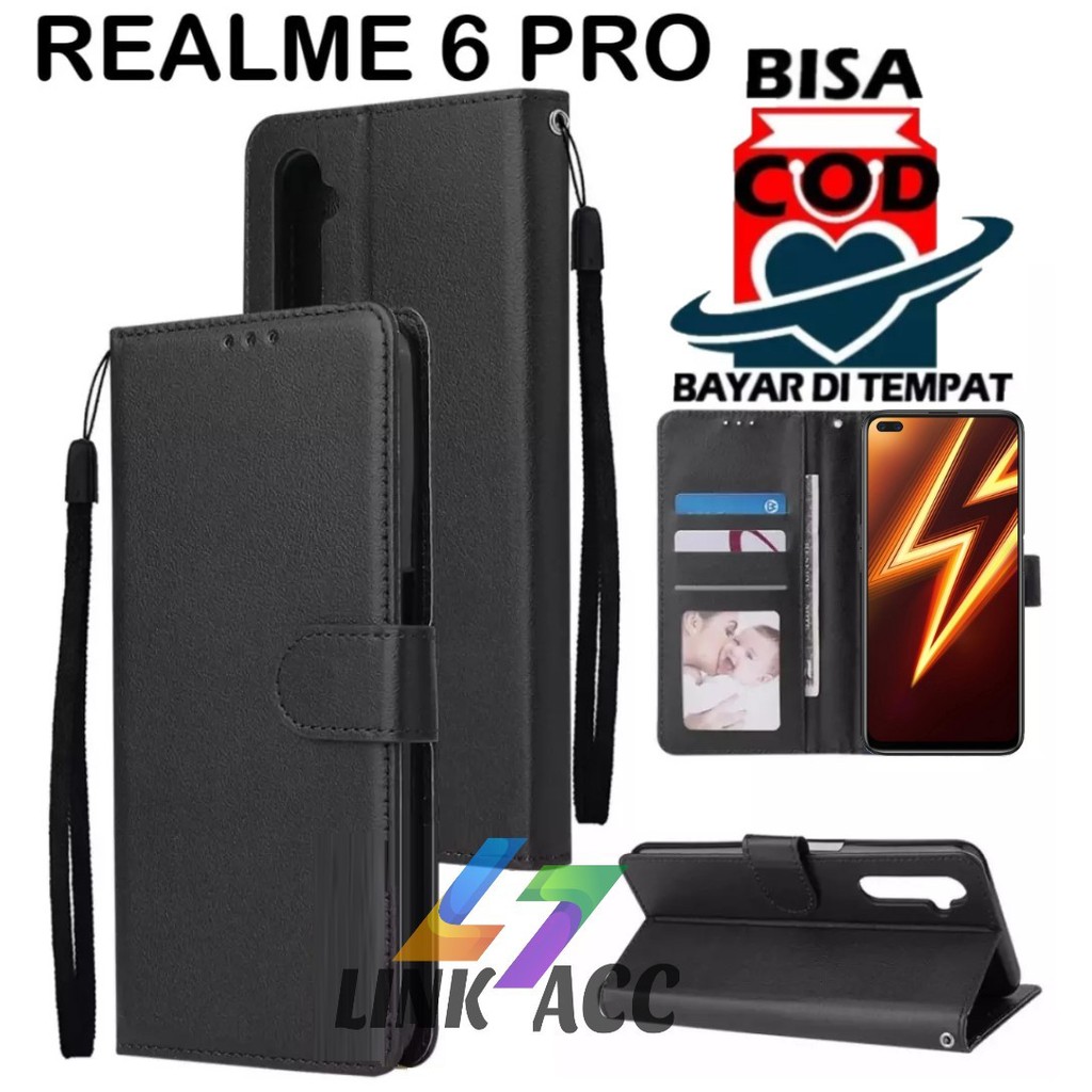 CASE FLIP REALME 6 PRO LEATHER CASE PREMIUM-FLIP WALLET CASE KULIT UNTUK REALME 6 PRO -CASING DOMPET