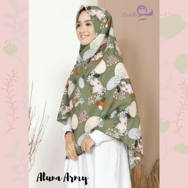 Kerudung Syari Motif Ordella Hijab Jilbab Jumbo Aluna Army Khimar 130cm Terbaru Hijab Instan Shopee Indonesia