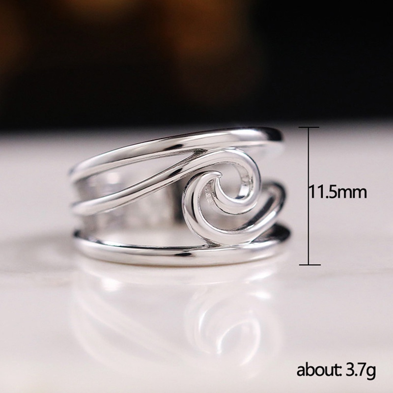 Cincin Model Lebar Bahan Metal Warna Silver Untuk Wanita