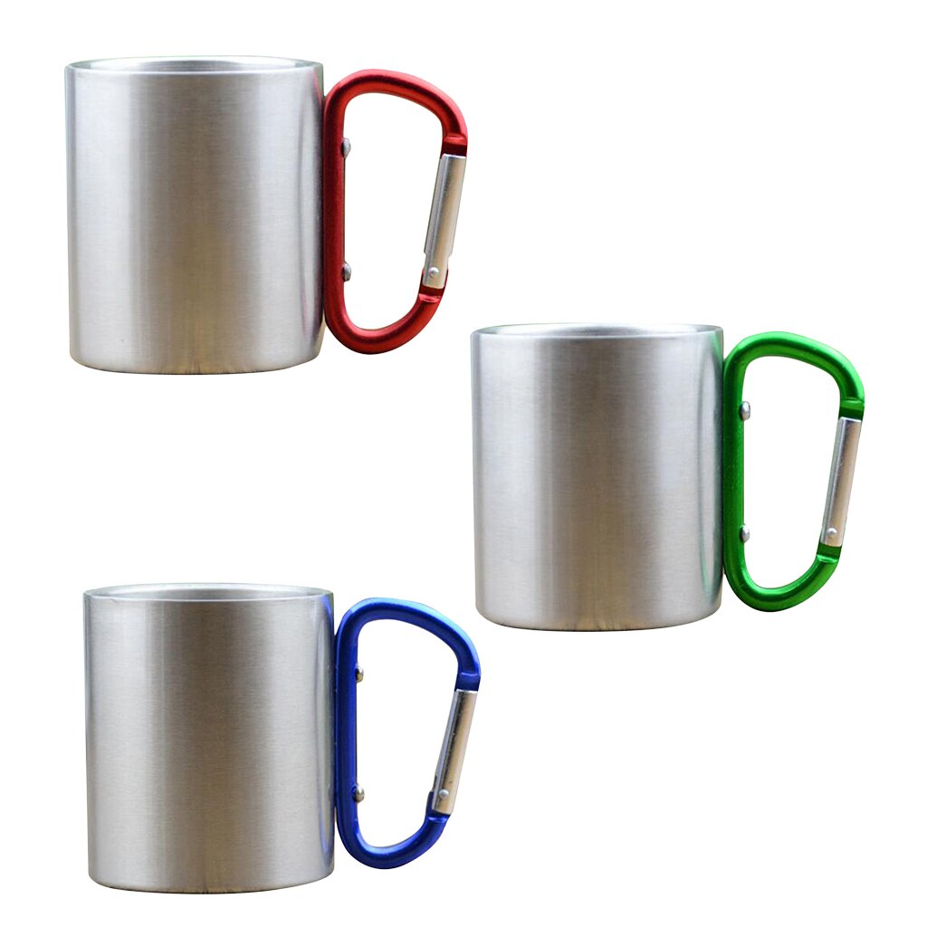 Gelas Mug Carabiner Stainless Steel 220 ml / gelas camping mug carabiner