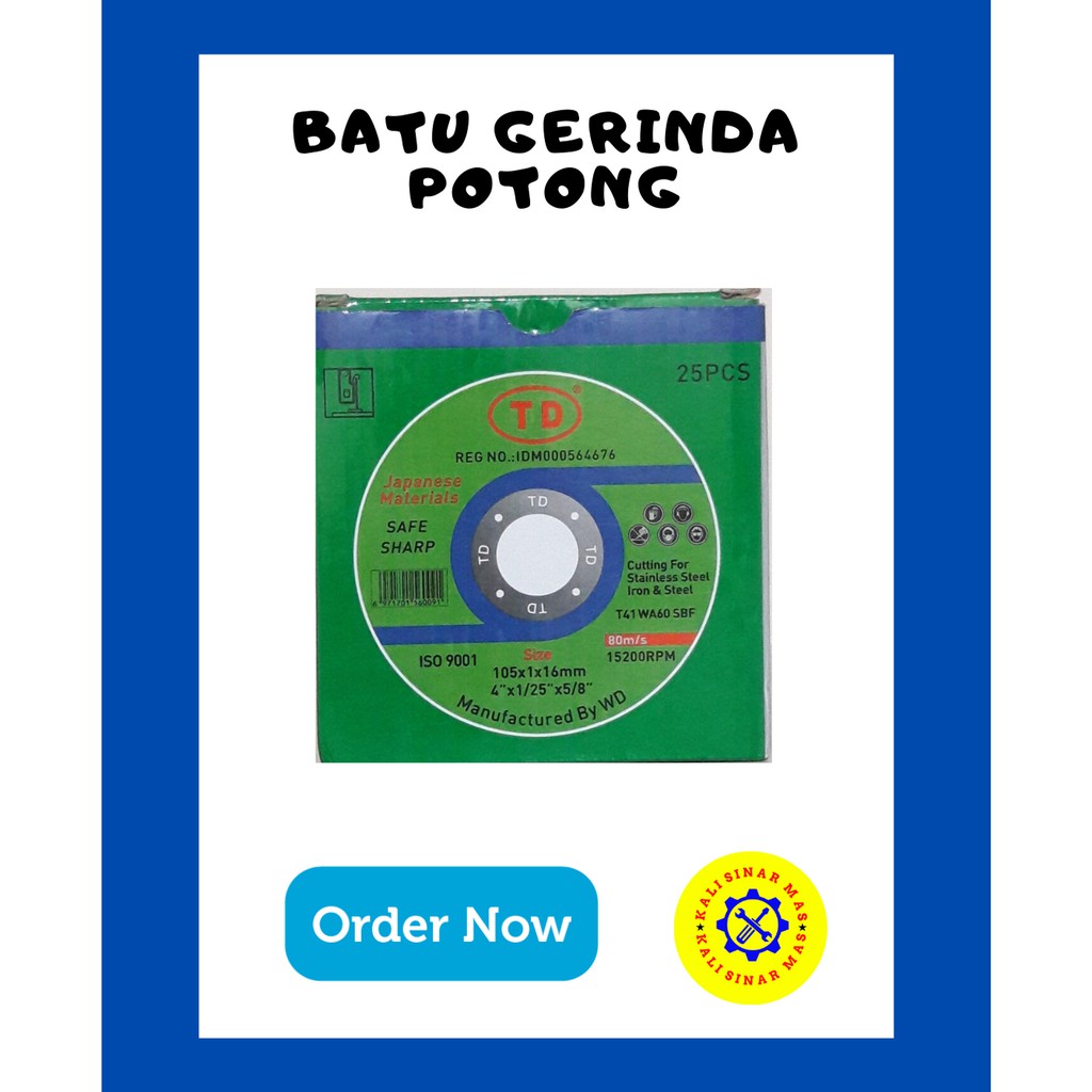 BATU GERINDA - MATA GERINDA POTONG MERK TD ISI 25 PCS