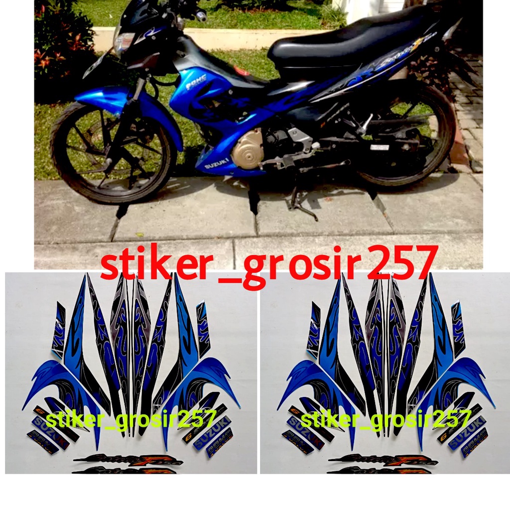 STIKER STRIPING & LIS BODY SATRIA FU BARONG 2010 2011 HITAM BIRU