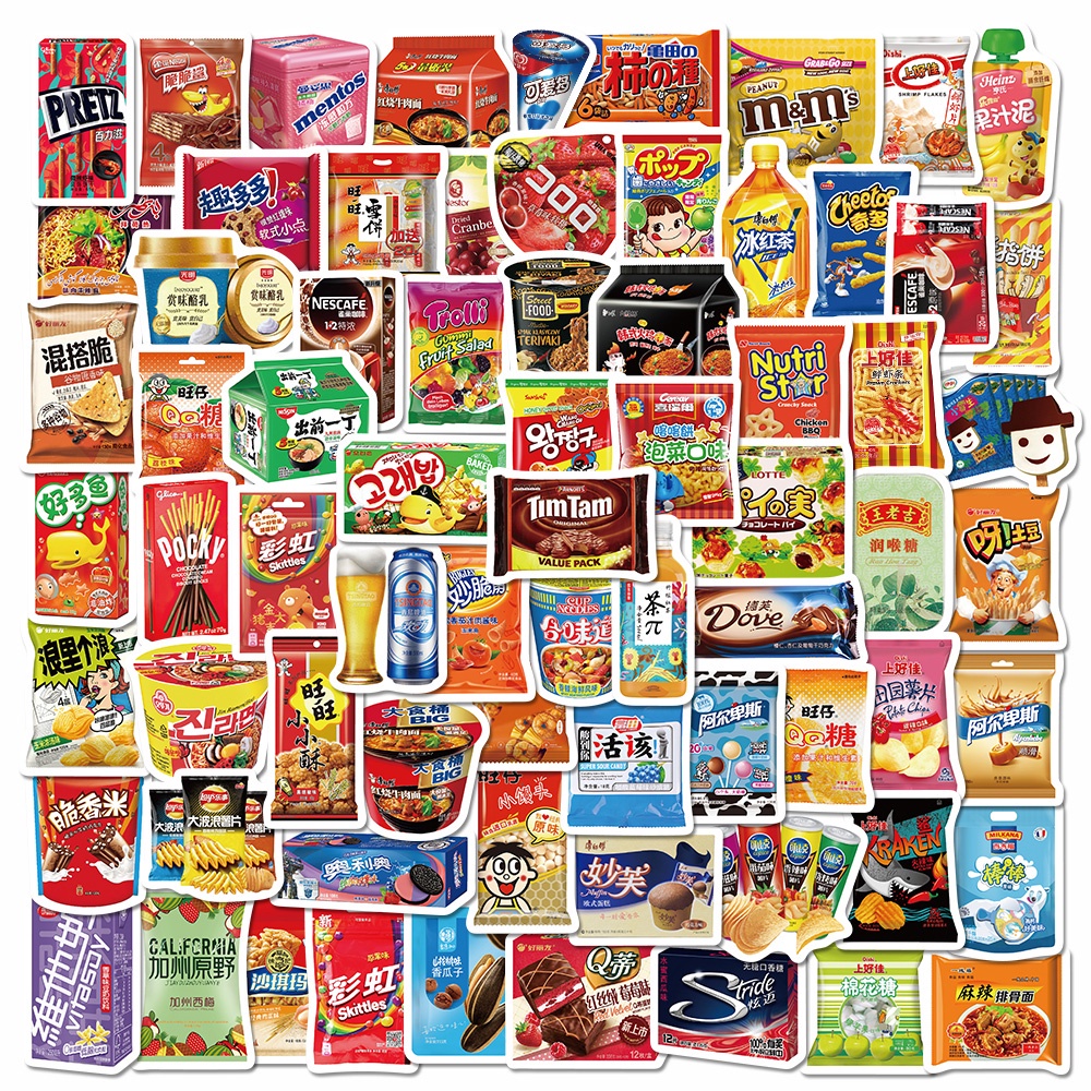 90pcs snacks fun stickers fun decoration hand account laptop water cup waterproof stickers