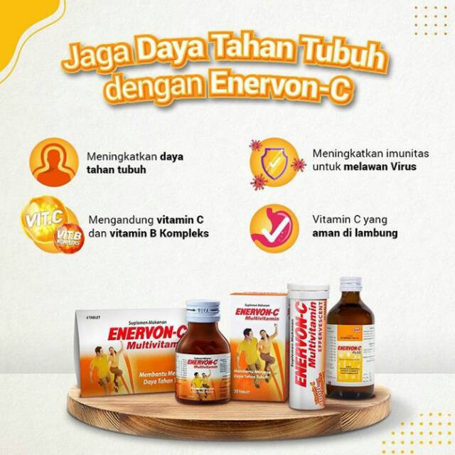 Enervon C Botol isi 30 tablet - Multivitamin Vitamin C Suplemen Daya Tahan Tubuh