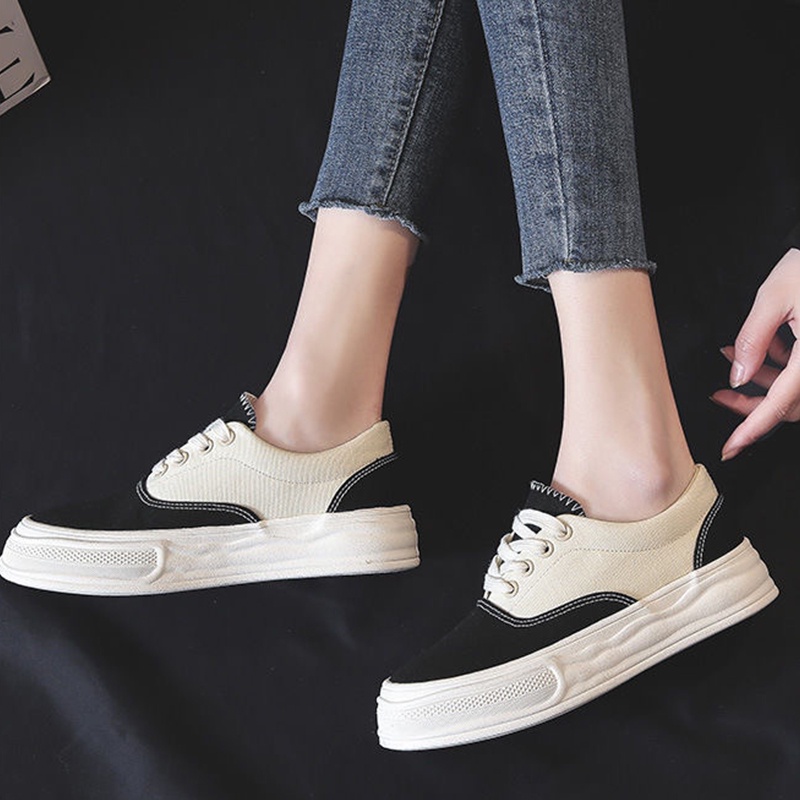 Sepatu Cewek Original Simple Casual Pelajar Hangout Terbaru Fashionable Sepatu Wanita Import Canvas Bagus