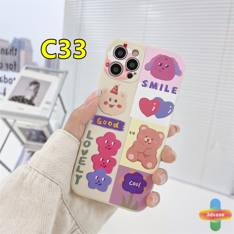 Casing Infinix Smart 5 Pro 4 3 Plus Infinix Hot 10 Play Hot 10 10t 10s 10i S4 9 Pro 11 Plus Hot 9 11 Play 11 11S NFC Infinix Note 8 10 Tencno Spark 5 PRO A54 A15 A9 A5 Straight Edge Ins Korean Cute Cartoon Bear Vintage Couple Soft TPU Case Cover