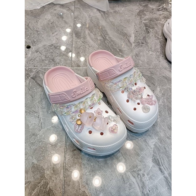 [Tanpa sepatu] Aksesoris sepatu Crocs Jibitz Woman New Pink Cute Charm DIY Button [tidak termasuk sepatu]