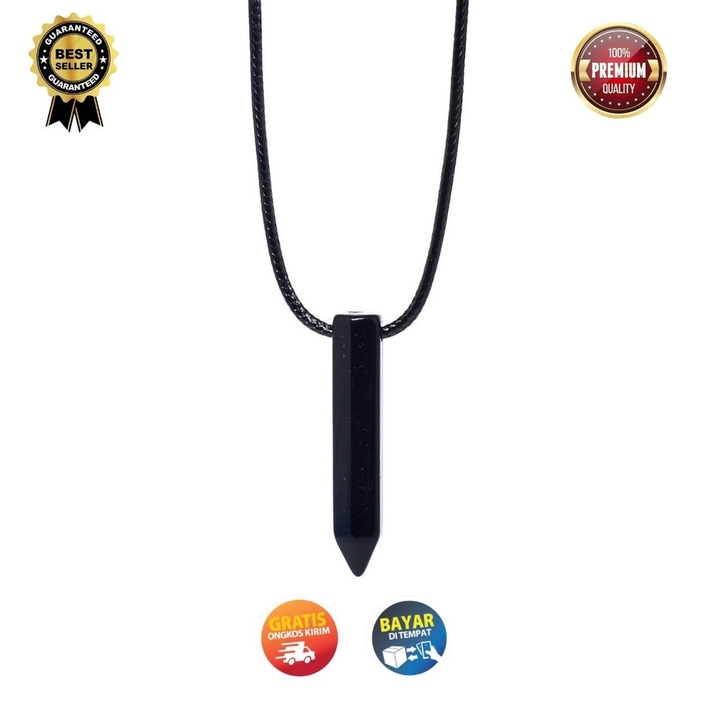 Kalung Tali Pria Liontin Black Jade Pendant Hitam Premium Necklace Cowo