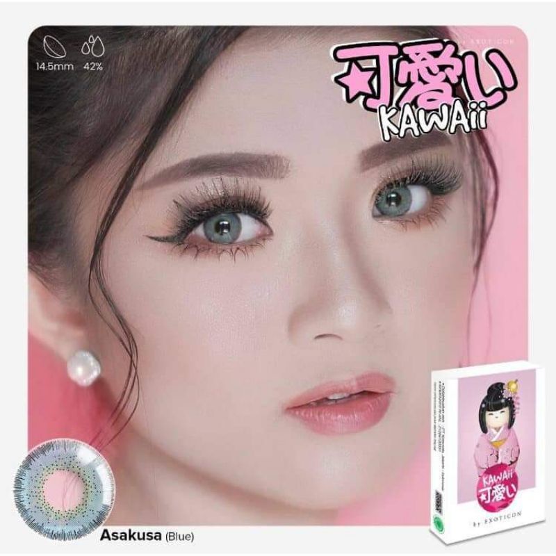 Paket Softlens Kawaii Normal by X2 14,5mm + Air Softlens X2 60ml + Lenscase + Pinset | Paket Softlens Kawaii Lengkap