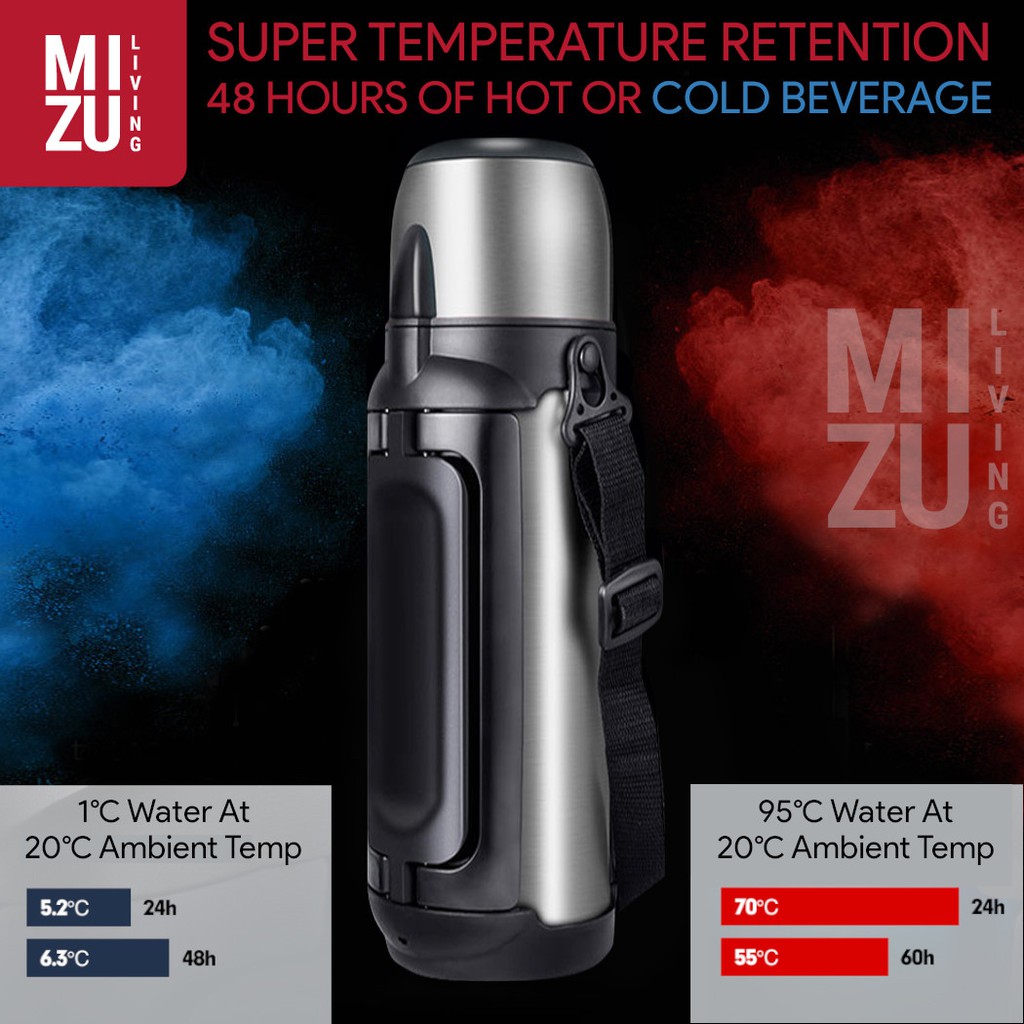MIZU EXPEDITION 1500ml 2000ml Vacuum Thermos Bottle TAHAN 48 JAM Termos Botol Air Panas Air Es-3