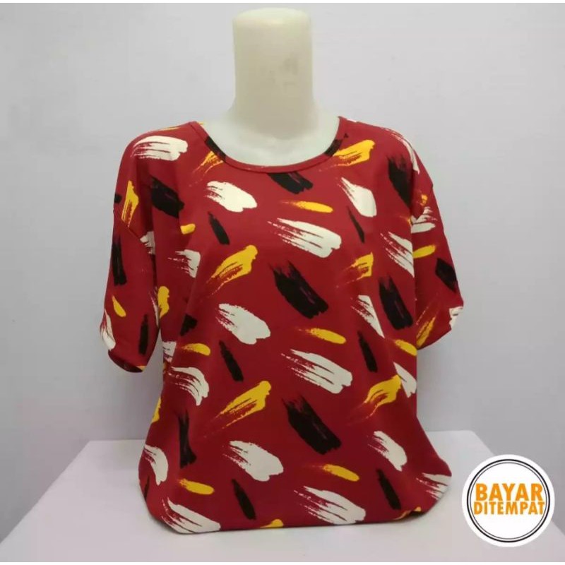 NEW Kaos wanita Jumbo XXL motif Tulip bahan waffle/Kaos jumbo/kaos ABG/fashion wanita/T shirt