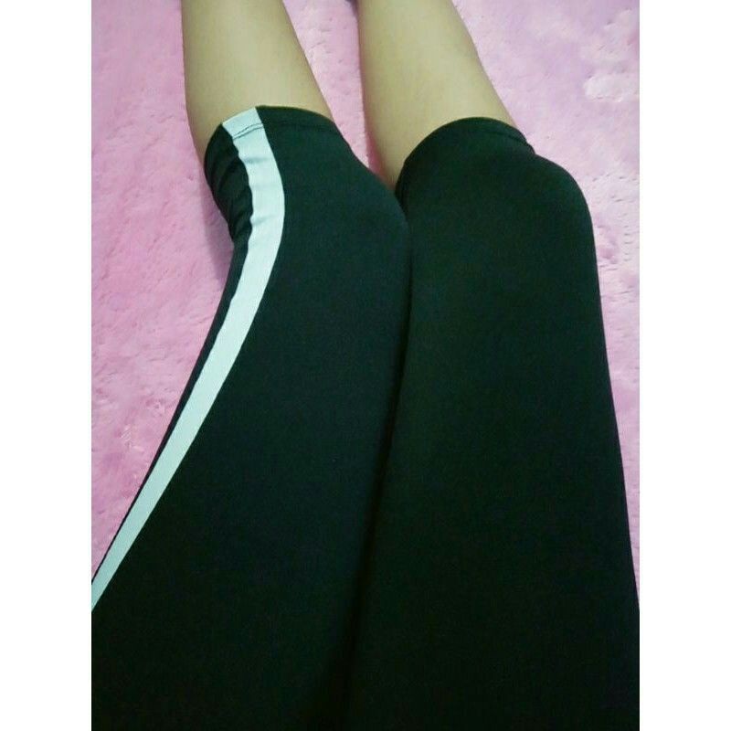 legging list 3/4 stripe putih Pendek Standar &amp; Jumbo / Celana List Putih PREMIUM