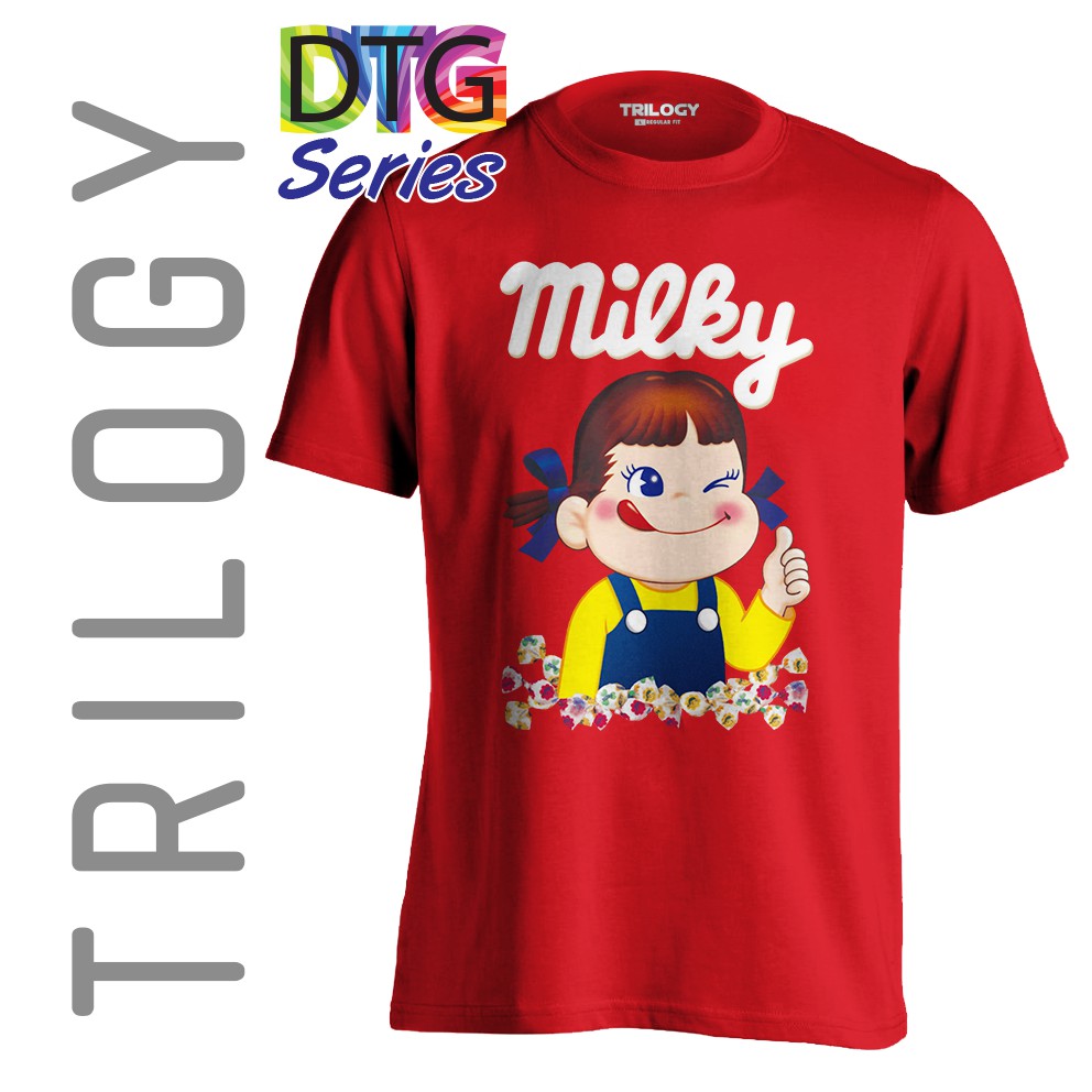 TRILOGY TRG 0077 - Kaos Milky Peko - Cotton Katun Premium Tanpa Jahitan Samping Kaos Unisex Pria Wan
