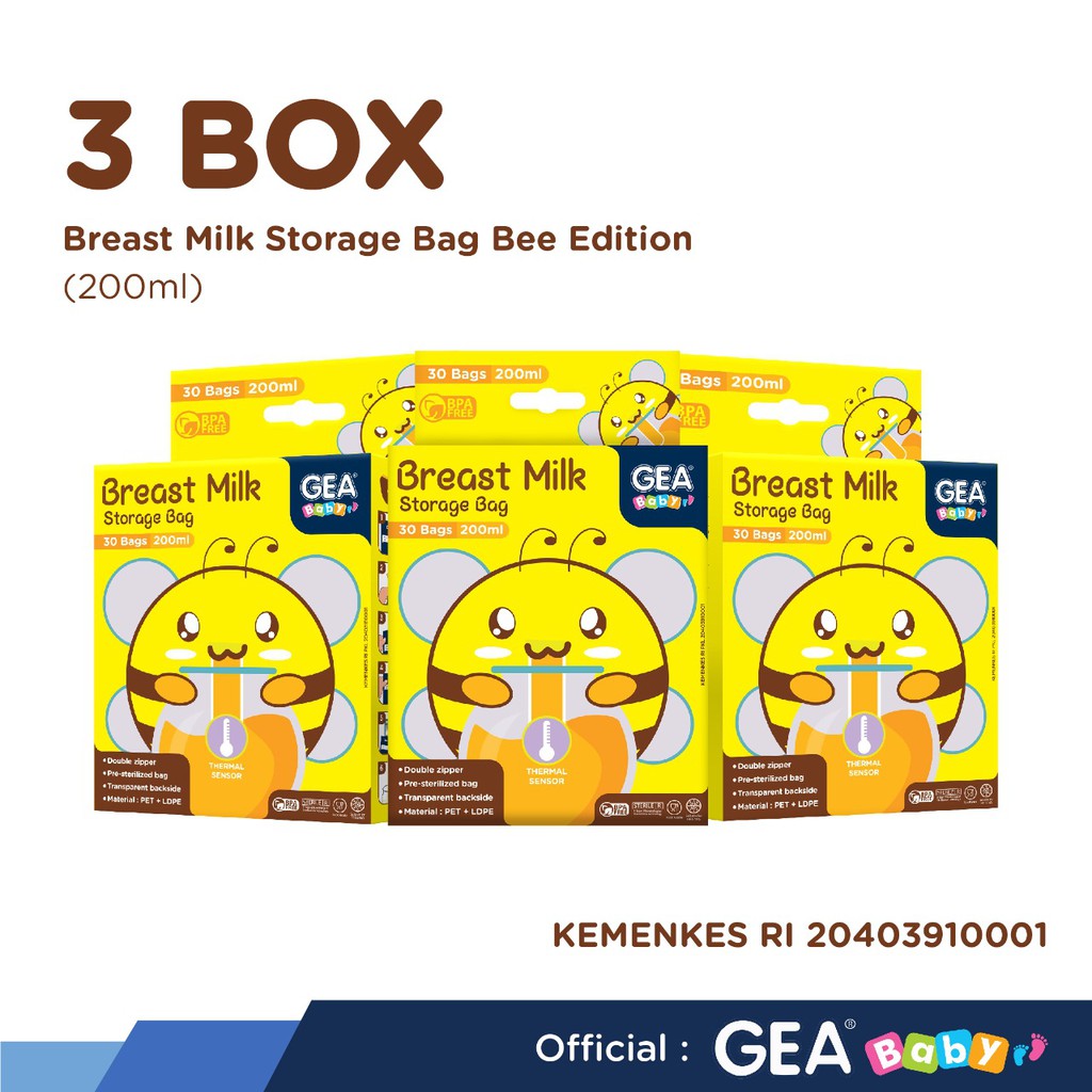 Paket 3 Box Gea Baby 200Ml Breast Milk Storage Bag