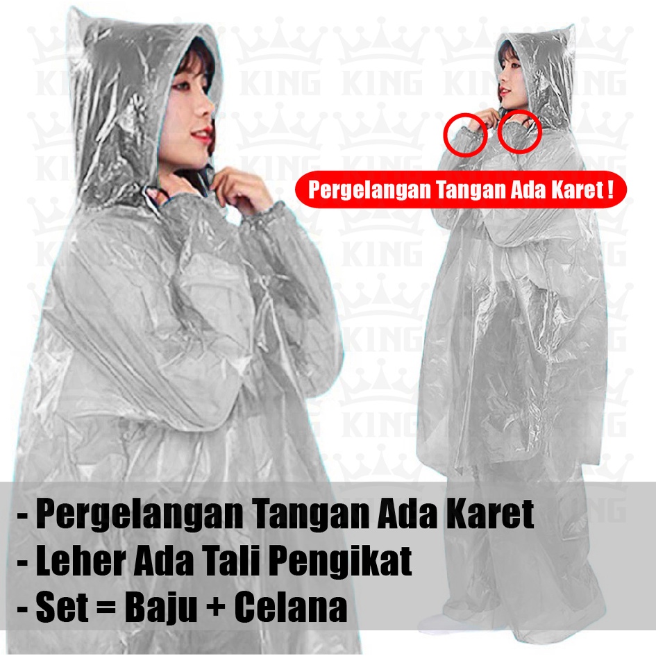 Setelan Jas Hujan Plastik Baju + Celana (Model Setelan)