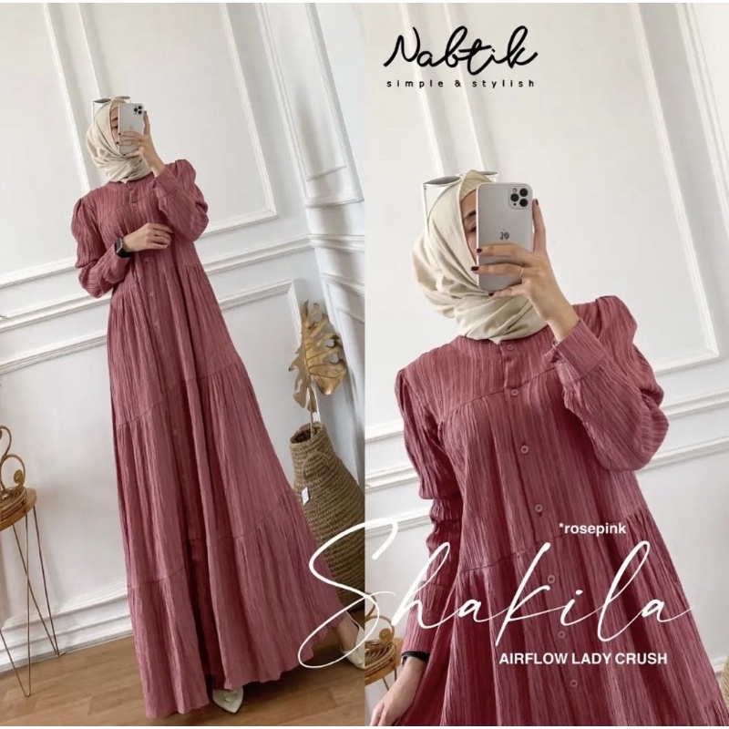 GAMIS GISKA LIO SYAHIRA AIRFLOW LADY CRUSH DRESS WANITA CIKA ZULFA CERIS BAVIN SHAKILA DRES MUSLIM