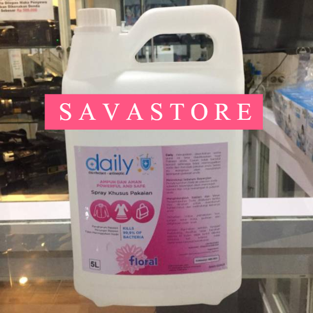 PAKET DAILY DESINFEKTAN ANTISEPTIC SPRAY 250ml + DESINFEKTAN CAIR 5 LITER 5L KHUSUS PAKAIAN / BAJU