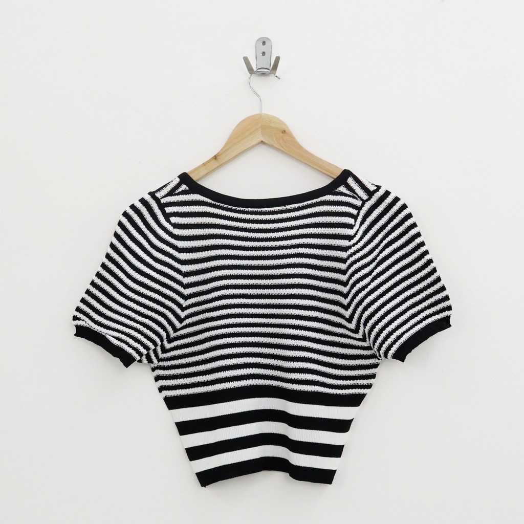 Ruche stripe knit top -Thejanclothes