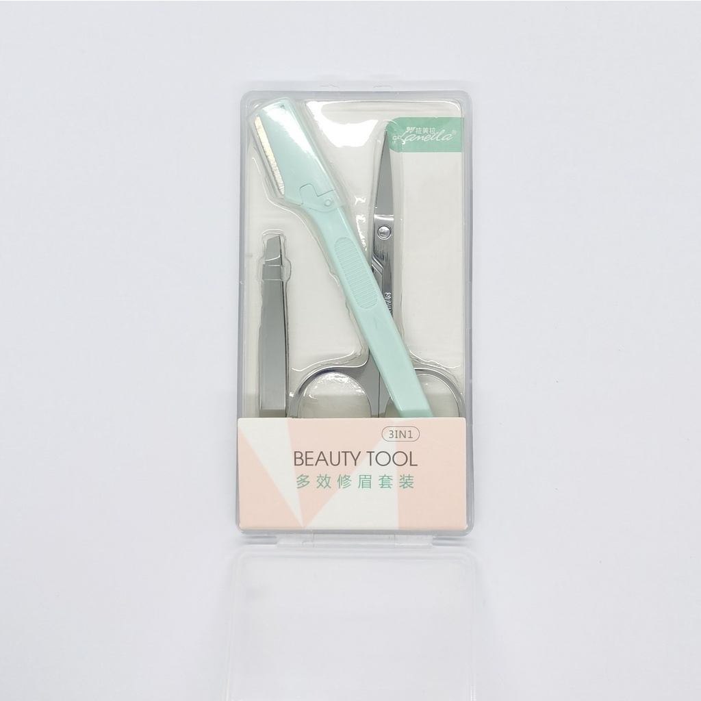 PENCUKUR ALIS SET ISI 3 PREMIUM PINSET RAZOR GUNTING ALIS BEAUTY TOOLS ALAT KECANTIKAN