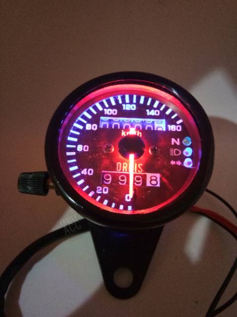 SPEEDOMETER KILOMETER CUSTOM HITAM VARIASI INDIKATOR LED MOTOR UNIVERSAL