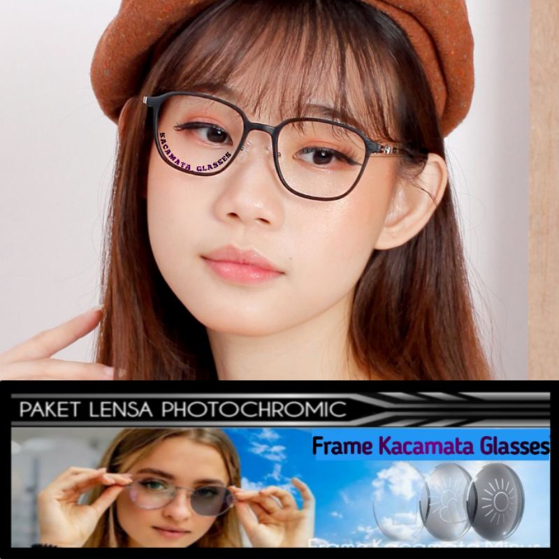 Frame 6137 Paket Lensa Photocromic Kacamata Prisma Pria Wanita 6137
