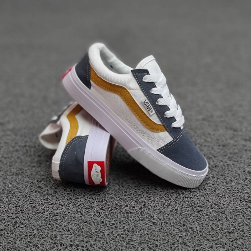 Sepatu anak Vans old skool putih GOLD 26-35 Grade Original