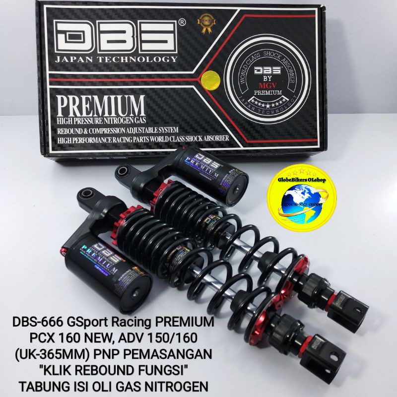 SHOCKBREAKER DBS-666 PREMIUM PCX 160 NEW, ADV 150/160 UK-365MM KLIK REBOUND FUNGSI PNP PEMASANGAN SK