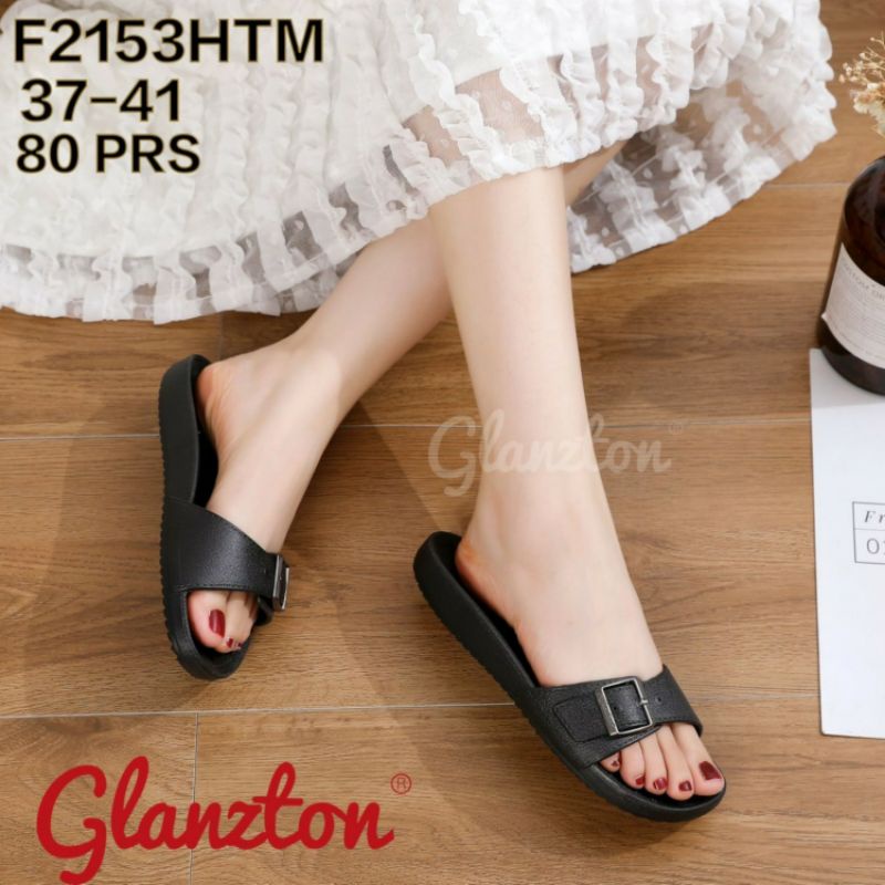 Sandal Wanita Glanzton F2153 Sendal Gesper Slop Selop Karet Jelly Glanston Glaston Import Impor Slip On Birken Perempuan Lentur Elastis Empuk Cewek Murah